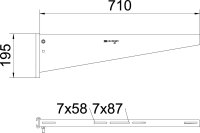 OBO AS 55 71 FT Výložník, pro závěs IS 8, B710mm, Ocel, žárově zinkováno