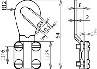 Uzemňovací kabelové oko 6-16mm2 Provedení (B) otevřené M8/M10 DEHN 444010