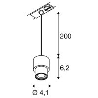 PURI 2.0 Basic, 1~ závěsné svítidlo, GU10, délka závěsu 200cm, 1x max. 6W, černá