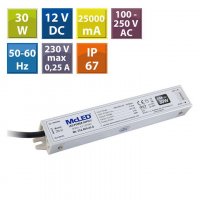 Napájecí zdroj 30W, DC12V/2,5A, IP67, hliníkové provedení MCLED ML-732.059.45.0