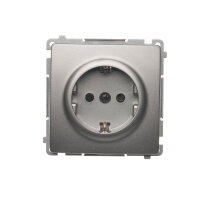 Zásuvka jednonásobná typu Schuko s clonkami, 16 A, 250 V~, šroubové svorky,satén