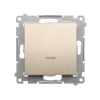 Přepínač střídavý, s orientačním LED, řazení 6So, 10AX, 250V zlatá matná