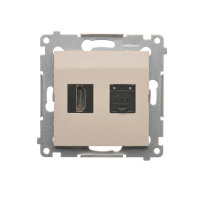 Zásuvka HDMI + počítačová zásuvka RJ45 kat.6, krémová DGHRJ45.01/41