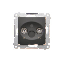 Zásuvka anténní R-TV koncová samostatná útlum 1dB, černá matná DAK.01/49