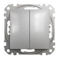 Sedna D/E Tlačítko dvojité 1/0+1/0, Aluminium SCHNEIDER SDD113118