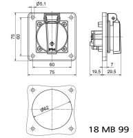 Zásuvka vestavná 16A 3p 230V IP68 SCHUKO modrá BALS 7112