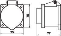 OBO CEE-32A Zástrčkové zařízení, 3 pólový+N+PE 400 V 32 A, 75x75x72