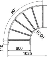 OBO LB 90 1160 R3 FT Oblouk 90° pro kabelový žebřík 110x600 Ocel žár.zinek