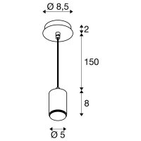 LALU závěsné svítidlo, mix & match, 150 cm, E27, max. 10 W, černá SLV 1007658