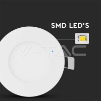 3W LED Premium Panel Downlight Round Warm White, VT-307 RD V-TAC SKU216292