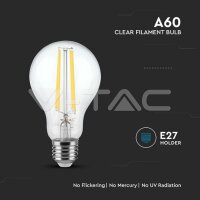 LED Bulb 12W Filament E27 A60 Clear Cover 3000K VT-2133-N V-TAC SKU217458