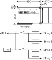 Připojovací skříň FV 6x string s pojistkou, 1x vstup střídače HENSEL MI PV 3321