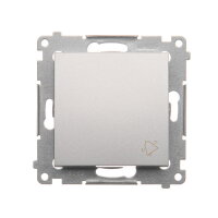 Ovládač zapínací ZVONEK, řazení 1/0, (strojek s krytem)16AX 250V, stříbrná matná