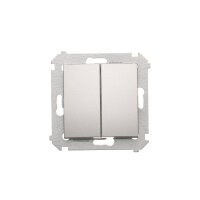 Přepínač dvojitý střídavý, řazení 6+6, 10AX, 250V šroubové svorky,stříbrná matná