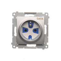Zásuvka jednonásobná DATA, s uzemněním s klíčem, 16A, 250V, stříbrná matná