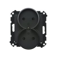 Zásuvka 2 násobná, bez uzemnění, se clonkami černá matná   TG2MCZ.01/149