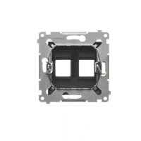 Kryt zásuvky komunikační pro prvky Keystone, plochá, dvojitá, černá matná