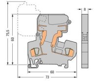 2vodičová pojistková svorka pro pojistkovou vložku G 5x20 mm, šedá