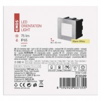 LED orientační vestavné svítidlo AMAL 80x80, 1,5W teplá bílá,IP65 EMOS ZC0109