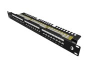 SOLARIX Patch panel 24 x RJ45 CAT6 UTP s vyvazovací lištou 1U SX24L-6-UTP-BK-N