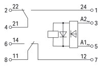 Reléový modul, vstupní jmenovité napětí AC/DC 24-230 V, 2 přepínací kontakty