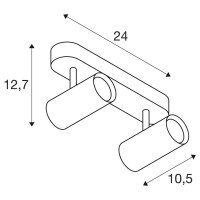 NOBLO, nástěnné a stropní svítidlo, double, kulaté, 3000K, 12W, PHASE, 32°,černé