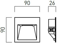 XGHOST IP20 WALL REC. FITTING 2W 100-240