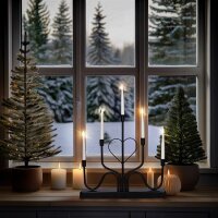 LED kovový svícen, 5x LED, černý, 40cm SOLIGHT 1V280