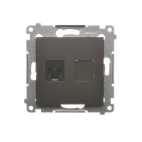 Telefonní zásuvka RJ12 jednonásobná, hnědá matná metalizované DT1.01/46