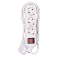 Prodlužovací kabel 1,5 m 3 zásuvky s vypínačem bílý PVC 1mm2 EMOS P1321