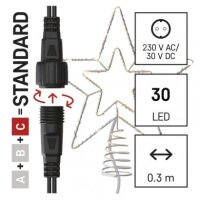 Standard LED spojovací vánoční hvězda, 28,5 cm, venkovní i vnitřní, teplá bílá