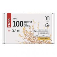 LED vánoční nano řetěz ježek, 2,4 m, 3x AA, vnitřní, teplá bílá, časovač