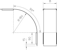 OBO DBV 60 200 F FS Víko svislého oblouku 90° klesající B200mm Ocel