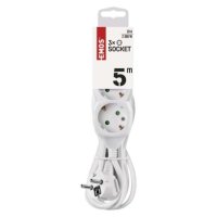 Prodlužovací kabel 5 m/3 zásuvky/bílý/PVC 1mm2 EMOS P0325