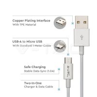 1M Micro USB cable 1.0A TPE, Silver series, white color, VT-5321 V-TAC SKU8484