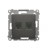 Telefonní zásuvka RJ12 dvojnonásobná, antracit mat, metalizované DT2.01/48