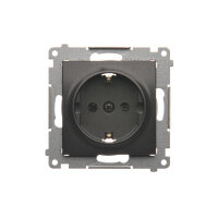 Zásuvka typu Schuko s clonkami, 16A, 250V~, antracit mat, metalizované
