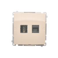 Zásuvka HDMI + počítačová zásuvka RJ45 kat.6, béžová BMGHRJ45.01/12
