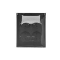 Čtyřzásuvka s uzemněním, typ Schuko - verze IP44 - průhledný kryt černá matná