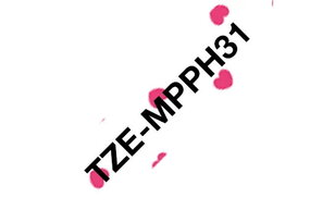Páska BROTHER TZe-MPPH31 s růžovými srdci/černá (12mm, 4m)