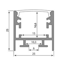 Přisazený hliníkový profil černý PCA 25x25mm mléčný difuzor 2m - ML-761.327.74.2