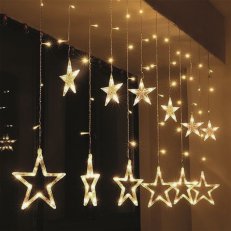 LED venkovní vánoční závěs hvězdy šíře 3m 123LED IP44 3xAA teplá bílá 1V227-4