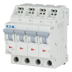 PLI-D16/4 Jistič PLI (bezšroubové svorky nahoře) char D 4-pólový 10kA 16A 101370