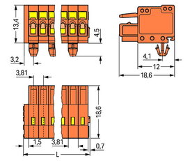 Pružinová svorka CAGE CLAMP 1,5mm2 oranžová 2pól. WAGO 734-202/008-000