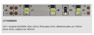 Led pásek 60ks/m 8mm 4W 24V 5m studená bílá 390lm/m