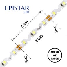LED pásek 60LED/m, 3528, IP20, 4300K 5m 5W