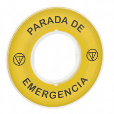 Schneider ZBY9420 3D kruhový štítek pro nouzové zastavení, PARADA DE EMERGENCIA