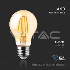 LED Bulb 12W Filament E27 A60 Amber Cover 2200K VT-2123-N, V-TAC SKU217457