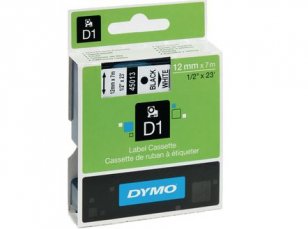 S0720550 45015 DYMO páska D1 plastová 12mm,červený tisk/bílý podklad,návin 7m