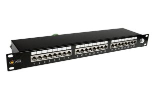 19" Patch panel 24 x RJ45 CAT6 STP černý 1U SOLARIX 24200124